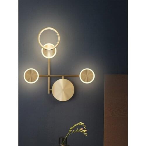 Pared de cobre moderna, luz con cabezales, con anilla de pared, para sala de estar, dormitorio, pasillo, porche, fondo creativo