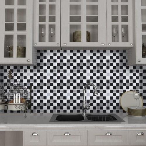 Self Adhesive Mosaic Tile Sticker,Kitchen Backsplash Bathroom Wall Tile Stickers Decor Waterproof Peel&Stick PVC Tiles 250*250mm