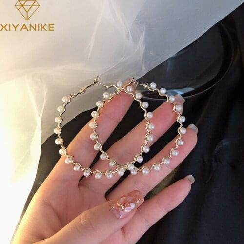 XIYANIKE Hot Sell Pearl Loop Earrings Korea Trendy Exaggerated Temperament Elegant Large Earrings 2020 Jewelry For Women Gift