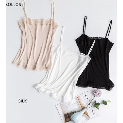 Silk satin white tank top undershirt dormir tops for women sexy summer basic black tanktop lingerie cami lace camisole spagetti