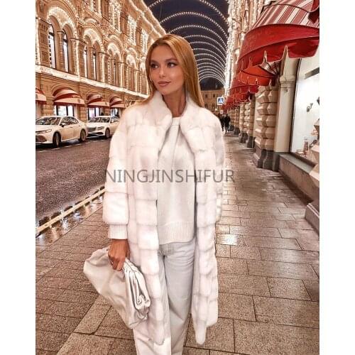 Real Fur Coat Mid-length Style Mink Women Winter Natural Fur Mink Coats And Jackets Female Long Warm Vintage Women Clothes