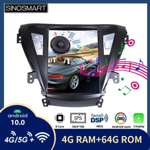 Sinosmart Tesla Style Car GPS Radio Navigation Player for Hyundai Elantra 2012 I35 Avante MD 2011-2013