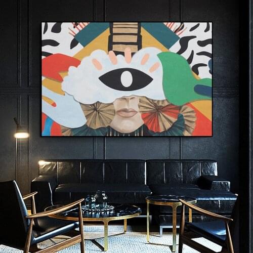 Modern art painting Abstract figure with big eyes Posters on the wall Decorations living room abstract Canvas Cuadros Home Decor