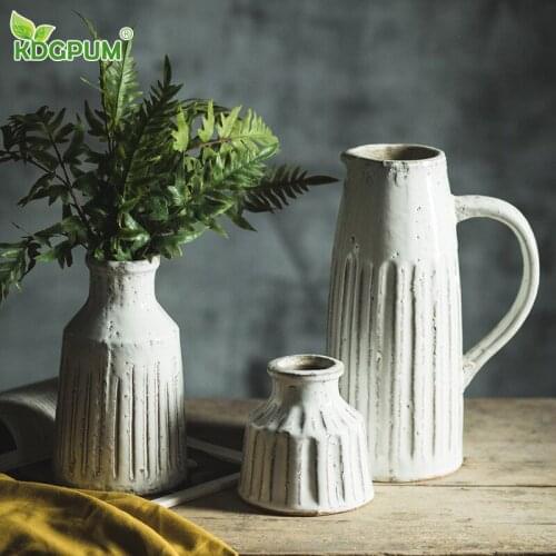 Modern Handmade Stoneware Vase Succulents Simple Retro Flower Arrangement Creative Personality Home Decoration Ornaments