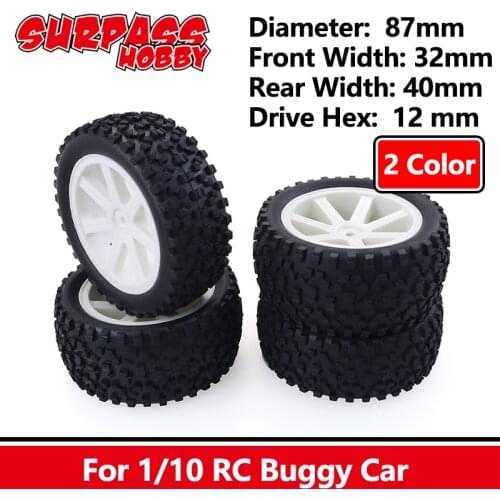 SURPASS HOBBY 4PCS 87mm Rubber Rocks Tyres Wheel Rim Hub Tires for 1/10 RC Rock Crawler Axial SCX10 90046 D90 D110 Traxxas TRX-4