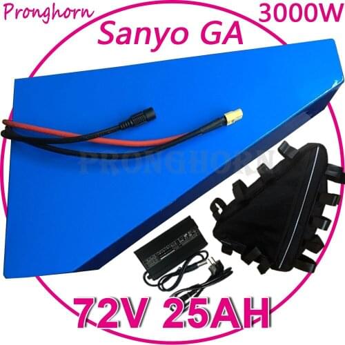 Triangle 72V 2000W 3000W Electric Bike Battery 72V 14Ah 18Ah 20Ah 25Ah Lithium Battery use Sanyo GA cell With 60A BMS 84V Charge