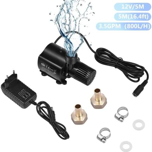 Ultra-quiet Mini Brushless DC Water Pump DC 12V 5W 800L/H 3.5GPM Submersible Fountain Aquarium Circulating Drop Shipping