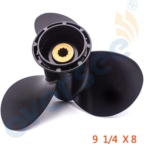 OVERSEE Aluminum Propeller 58100-91D00-019 size 9 1/4x8 For Suzuki Outboard Motor Motor 15HP DT15 9-1/4 x 8