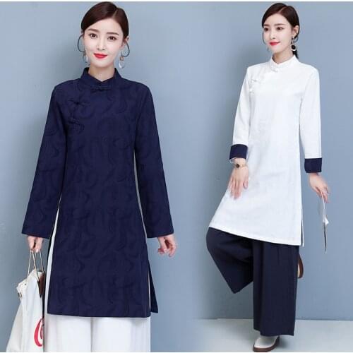 Women Yoga Tai Chi Kungfu Meditation Set Linen Chinese Traditional Loose Sweatshirt+pant Jogger Workout Fitness Casual Set