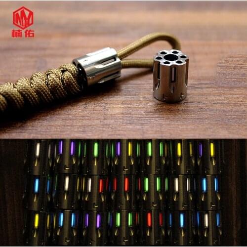 1PC MINI Titanium Alloy Revolver EDC Paracord Knife Bead Car Key Pendant Can Be Installed 6Gas Trachea