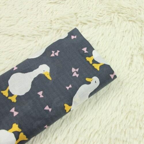 140CM Cartoon White Duck Print 100% Cotton Fabric for Kids Clothes Sewing Quilting Needlework Material DIY Cloth