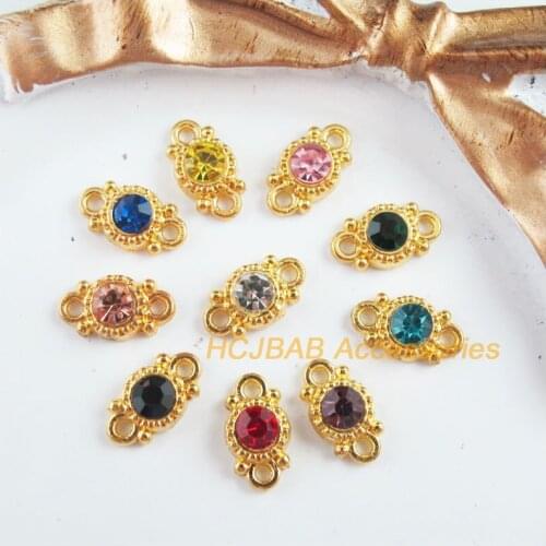 20 New Daisy Charms Gold Color Retro Mixed Crystal Connectors 6.5x11.5mm