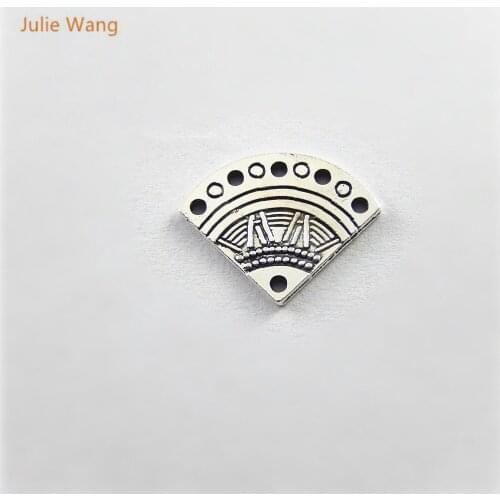 Julie Wang 20PCS Sector Charms Alloy Fan-Shaped Antique Color Necklace Suspension Earring Bracelet Jewelry Making Accessory