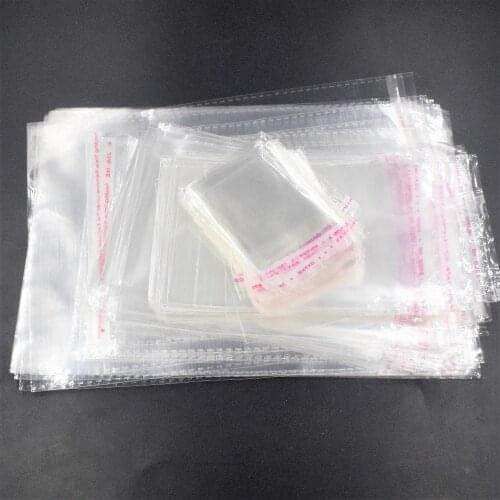 200pcs Transparent Self Adhesive Seal OPP Plastic Cellophane Bags Wedding Favor Pouch Gift Bag Jewelry Packaging Bag