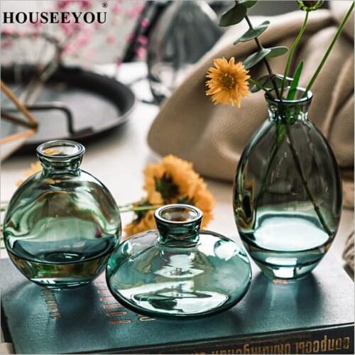 3Pcs Classic Creative Mini Vase Top Quality Glass Transparent Home Deco Living Room Reagent Bottles Flower Vase Wholesale