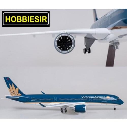 47CM 1/142 Scale Airplane Airbus A350 Aircraft Model toys Vietnam Airlines Model With LED Light & W Wheels Diecast Plastic Plane