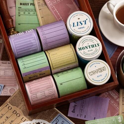 5cm*5m/Roll Writtern Plan Label Stationery Washi Masking Tape Scrapbooking Paper Sticker DIY Crafts Adhesive Decoration Supplies