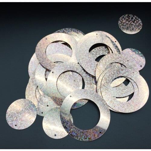 50g Laser Champagne Large Round 50mm Circle Sequins PVC Flat Hologram For Crafts Wedding Decoration 2pcs Set