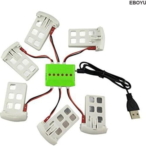 EBYOU 6pcs 3.7V 500mah Li Battery + 1 to 6 Balance Charger for Syma X5U X5UC X5UW WIFI FPV Rc Quadcopter Drone Spare Parts