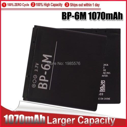 1-5PCS Phone battery 1070mah BP6M BP-6M BP 6M Battery Replacement FOR NOKIA 6233 6280 6288 9300 N73 N93 Batteries