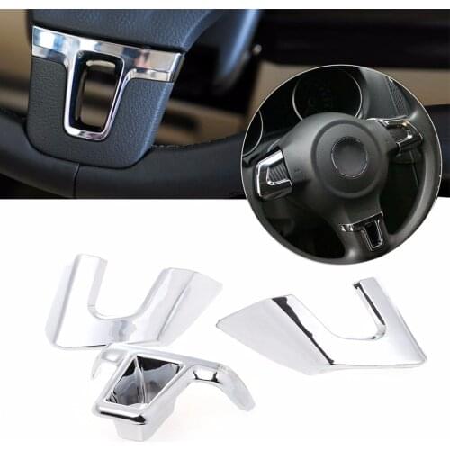 Car Styling ABS Chrome Steering Wheel Trim Cover For VW Golf 6 MK6 Polo Jetta MK5 Bora Sagitar