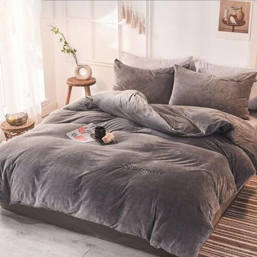 Velvet Duvet Cover for Bedroom Thicken Solid Color Simplicity Quilt Cover Bedding Set Duvet Cover Twin Queen King