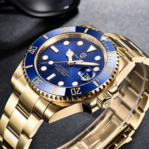 PAGANI DESIGN Sapphire Crystal Glass Clock 40mm Mens Mechanical Watches Stainless Steel 100M Waterproof Automatic Watch Relogio