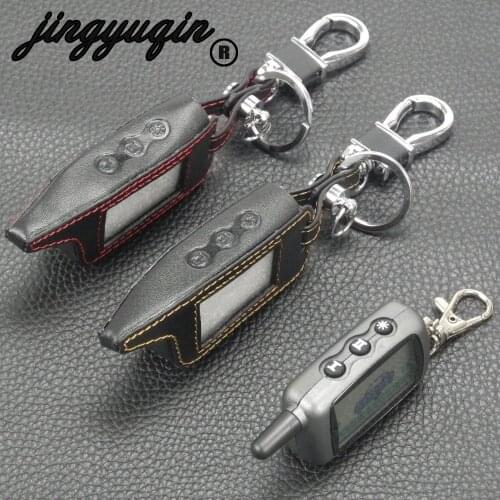 Jingyuqin 3 Buttons For Startline A9 A8 A6 LCD Key Holder Russian Two Way System Alarm Leather Key Cover Case