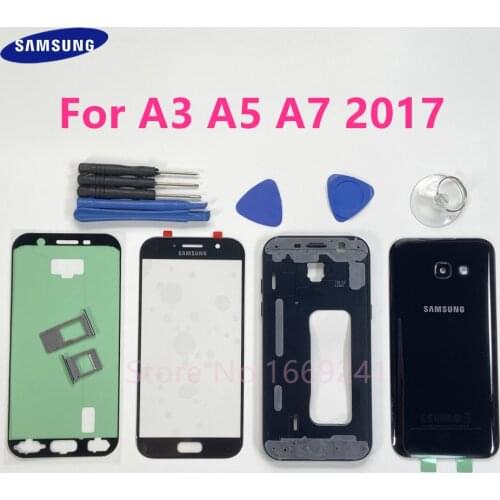 Complete Parts Case For Samsung Galaxy A7 A720 A5 A520 A3 A320 2017 Back Cover Front Screen Glass Lens Middle Frame Full Housing
