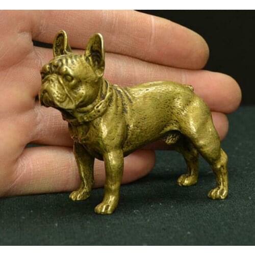 China Pure Brass Solid Sand Leather Dog Small Statue