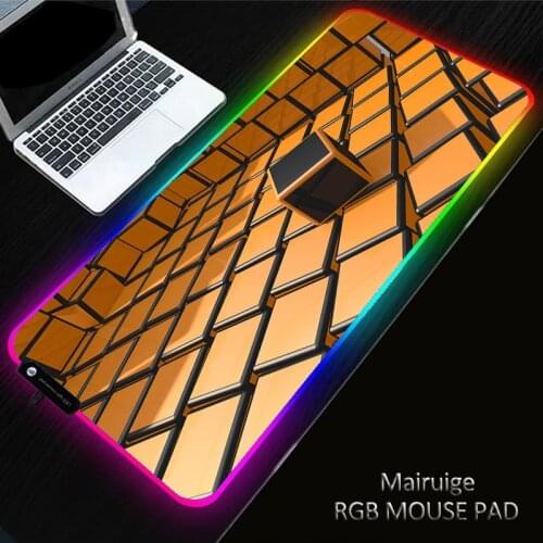 Colored squares Glowing Large RGB Non-slip LED Gaming Mouse Pad Accessories Laptop PC mousepad XXL Desk Mat Keyboard for Office