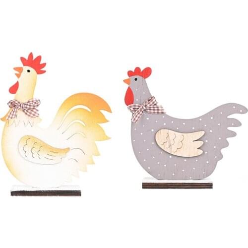 Wooden Easter Ornament Hatching Hen Cock Table Decoration Engraved Wood HandiCraft Hen Hatch Eggs Farm Chicken Home Ornaments