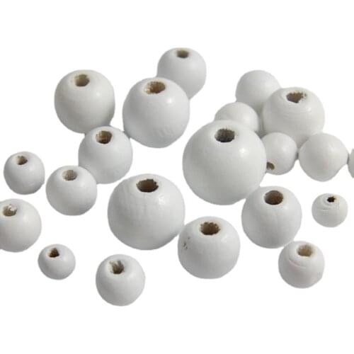 Wooden Bead Scattered Beads Wooden Bead Wholesale 8/10/12/14/25mm round Wooden Bead Environmental Protection White Wooden Bead