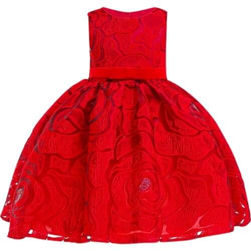 Kids Red Dresses for Girls Summer Lace Elegant Princess Flower Girl Dress for Wedding Birthday Party Dresses for Girls Costume