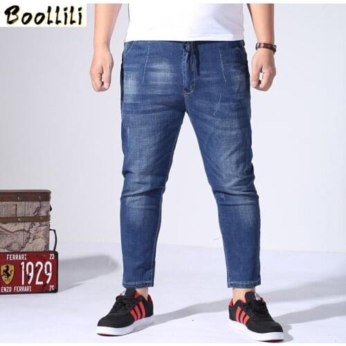 2020 Summer Big Size 2XL-6XL Men Jeans Fashion Stretch Blue Denim Brand Male Long Pants Elastic Plus Biker Tall Overalls