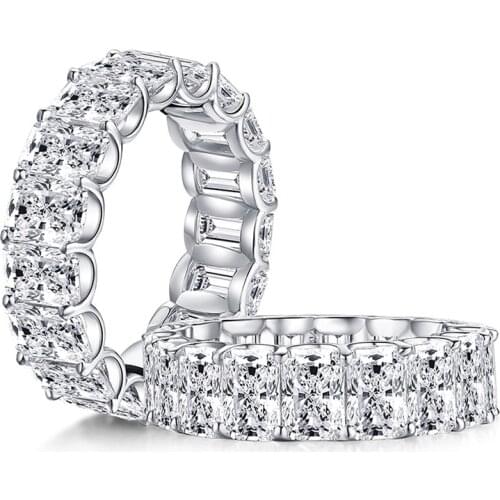 Luxury 100% 925 Sterling Silver Created Moissanite Diamond Engagement Party Rings women Wholesale Fine Jewelry