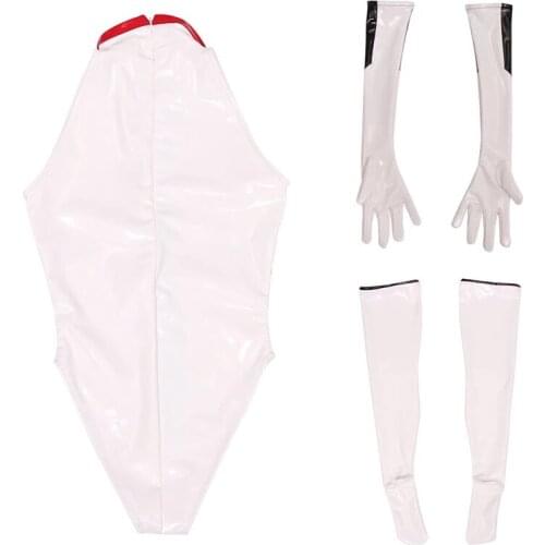 Cosplay Maid Costume Imitation Latex High Cut Bodysuit Role Play Anime Doll Exotic Thong PVC One-Pieces Tight Appeal Clothing