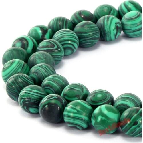 Fctory Price Round Natural stone beads Matte Synthetic Malachite Loose beads for Bracelet Necklace Jewelry Making Jd559