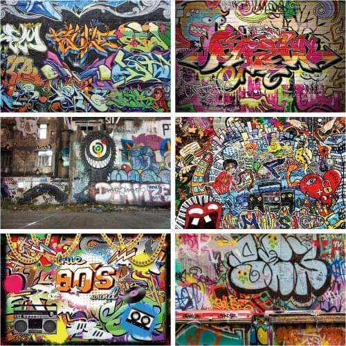 Laeacco Back to 80s 90s Theme Party Backdrops Disco Graffiti Radio Retro Style Portrait Photography Backgrounds For Photo Studio