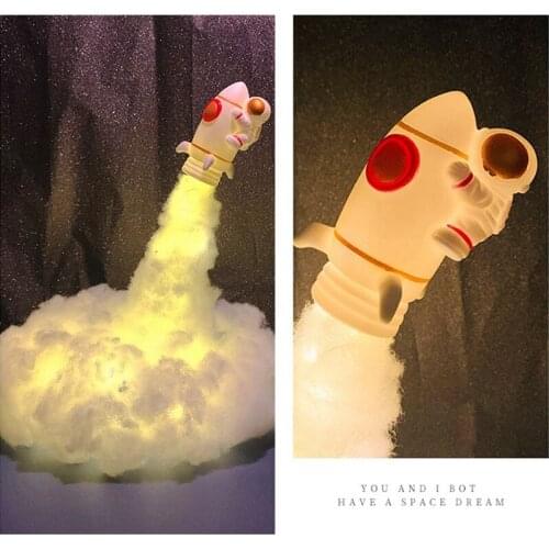 LBER Rocket Light Creative Bedside Light Led Astronaut Night Light Childrens Table Lamp Rocket Light Kit (Self-Assemble)