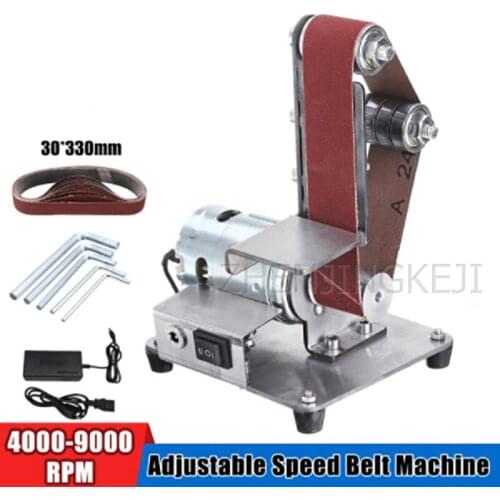 Small Electric Abrasive Belt Machine Sander Belt Grinder Polisher Vertical Sharpener Grinding Machine Woodworking Tools Home DIY