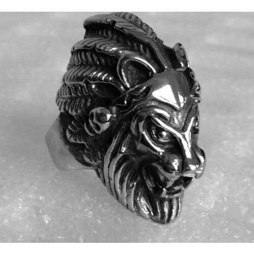 Vintage 316L Stainless Steel Male Jewelry Wholesale Fashion Titanium Steel Jewelry Alternative Lion Head Animal Ring Mens