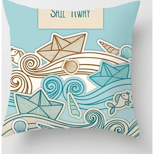 Hand-painted Ocean Car Cushion Cover Polyester Cojines Decorativos Para Sofa
