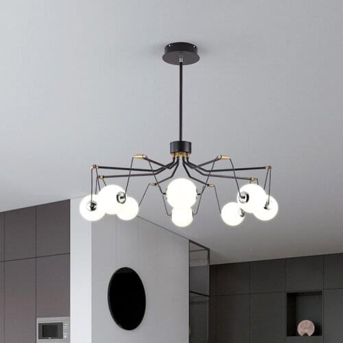 Novelty Modern LED Chandelier Fitting Adjust 3 Colors Black Lighting Hanging Fixtures For Dining Living Room Bedroom Home Deco