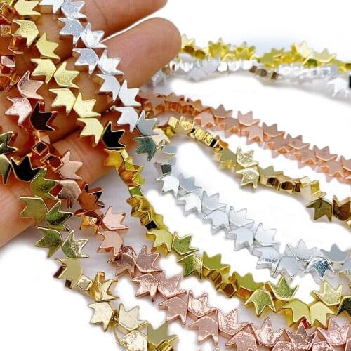 Charm Rose Gold Silvers Crown Hematite Natural Stone Loose Beads For Jewelry Making DIY Bracelet Earrings Accessories 8x6mm