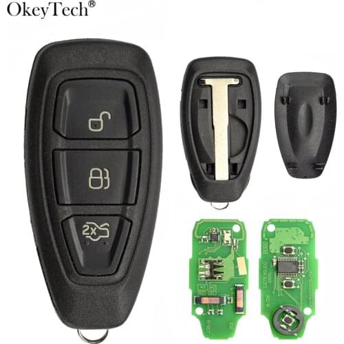 Okeytech 3 Buttons 433Mhz Smart Car Remote Key For Ford Focus Fiesta Mondeo C-Max Kuga 2011 2012 2013 2014 2015 KR55 WK48801