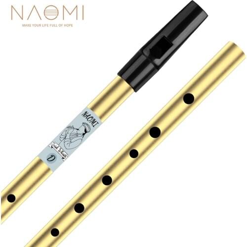 NAOMI 6 Holes Tin Whistle Traditional Irish Penny Whistle Brass Material Musical Instrument for Beginners Key of D