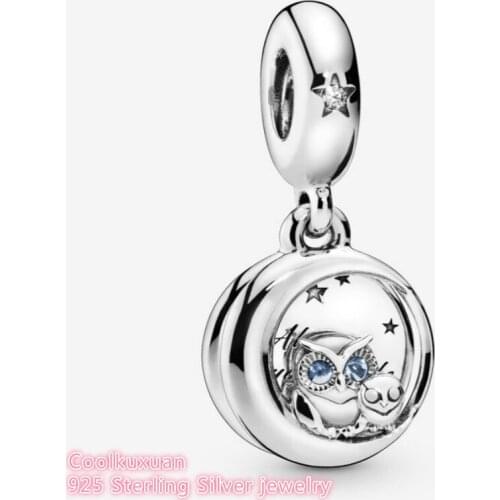 Autumn 100% 925 Sterling Silver Always by Your Side Owl Dangle Charm beads Fits Original Pandora bracelets Jewelry Making