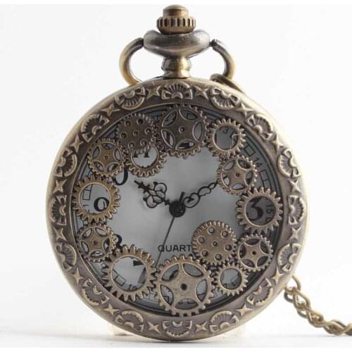 Punk Steam Watch Clock Necklace Steampunk Men Jewelry Vintage Big Cog Pendant Chunky Chain Necklace for Women Neck Accessories
