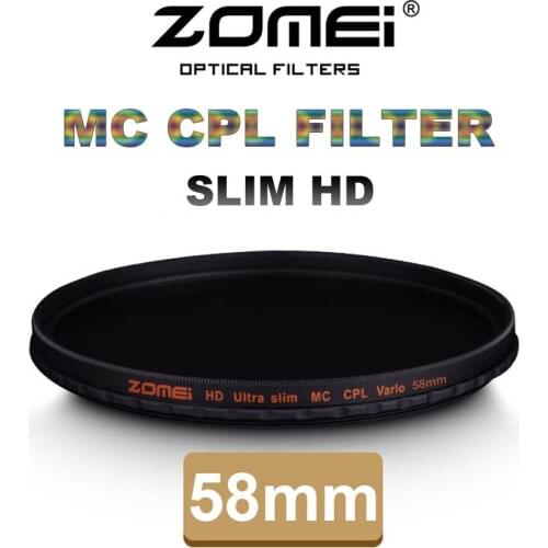 Zomei 58mm CPL Polarizer Filter Slim Pro HD 18 Layer MC Circular Polarizing Filter for Canon Nikon Sony Pentax Leica Camera Lens